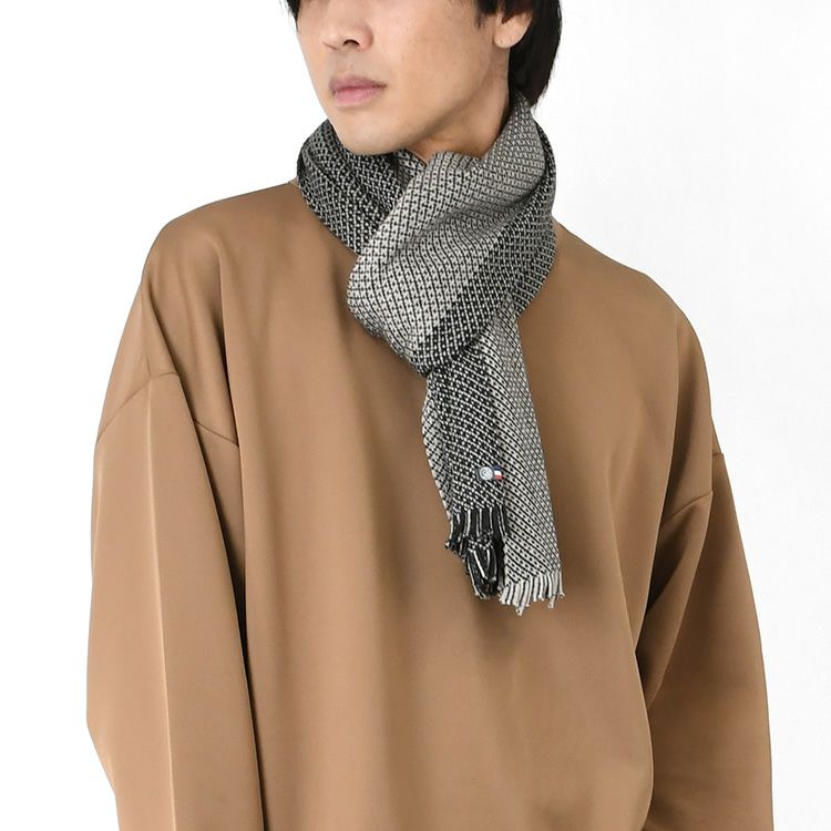 ニット ロングマフラー ウール混 フランス製 ブランド ちくちくしない
