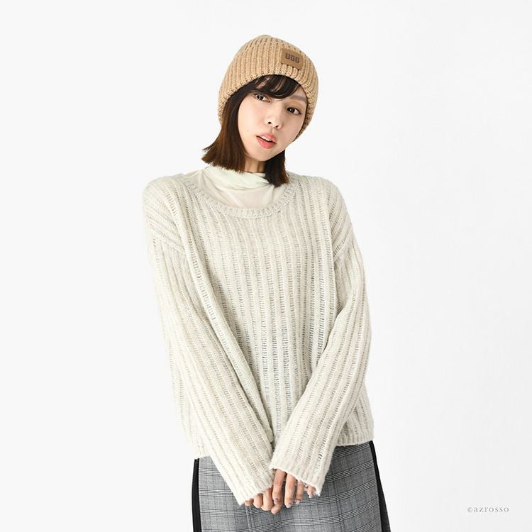 即完売⭐UGG 　2025新作キラキラビジューニット帽 UGG ニット帽 ウール混 ニットキャップ レディース ブランド ロゴ アグ