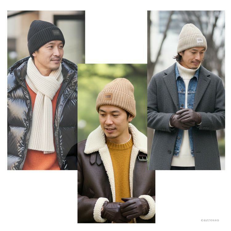 UGG ニット帽 ウール混 ニットキャップ メンズ ブランド ロゴ アグ