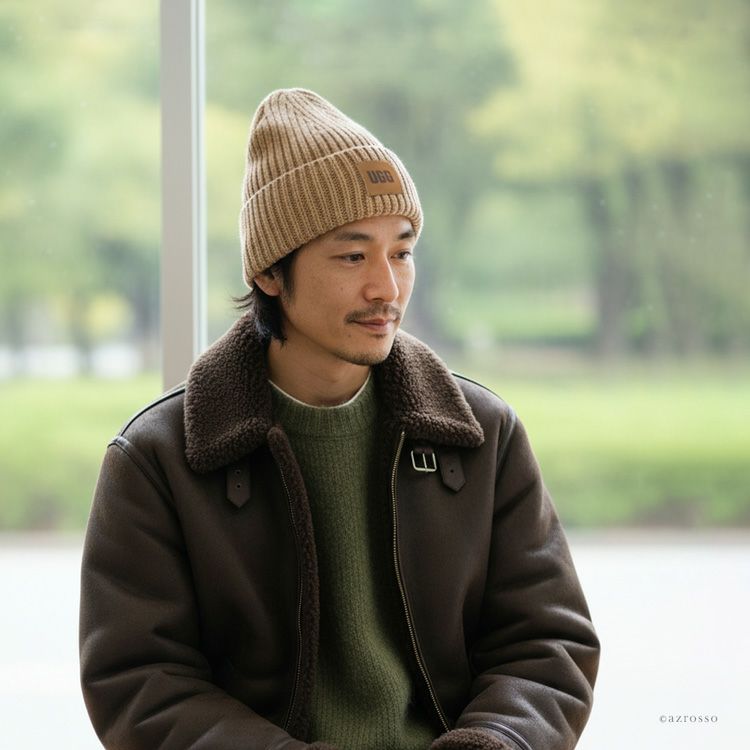 UGG ニット帽 ウール混 ニットキャップ メンズ ブランド ロゴ アグ