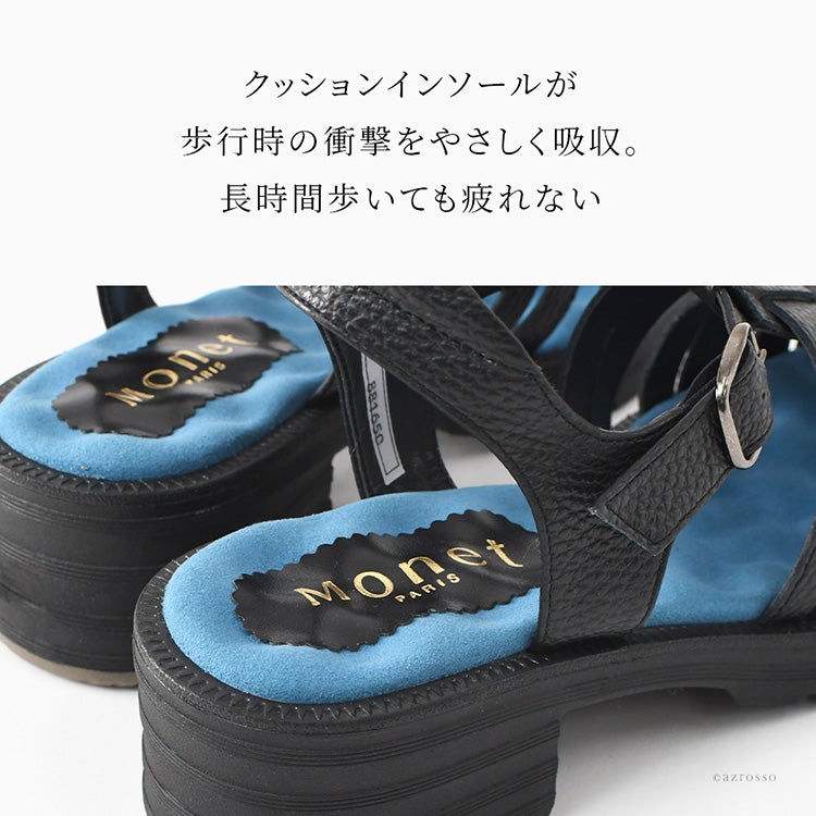 モネ MONET サンダル グルカサンダル 本革 4E 幅広 軽量 日本製