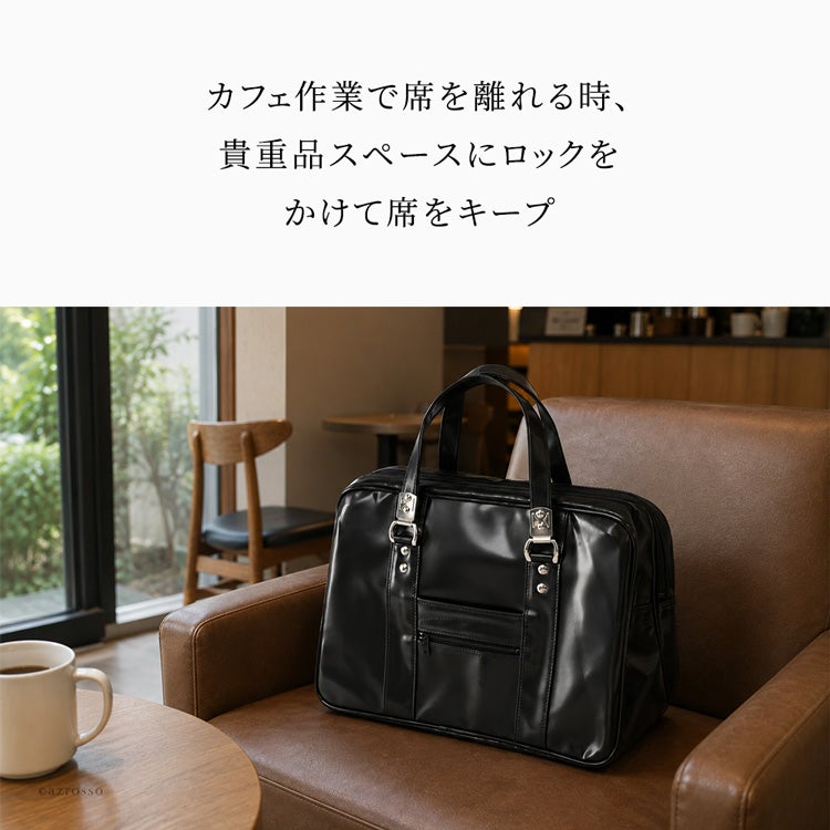 日本製 ブリーフケース ファスナー 鍵付き 書類 B4 A4 大容量 ビジネス